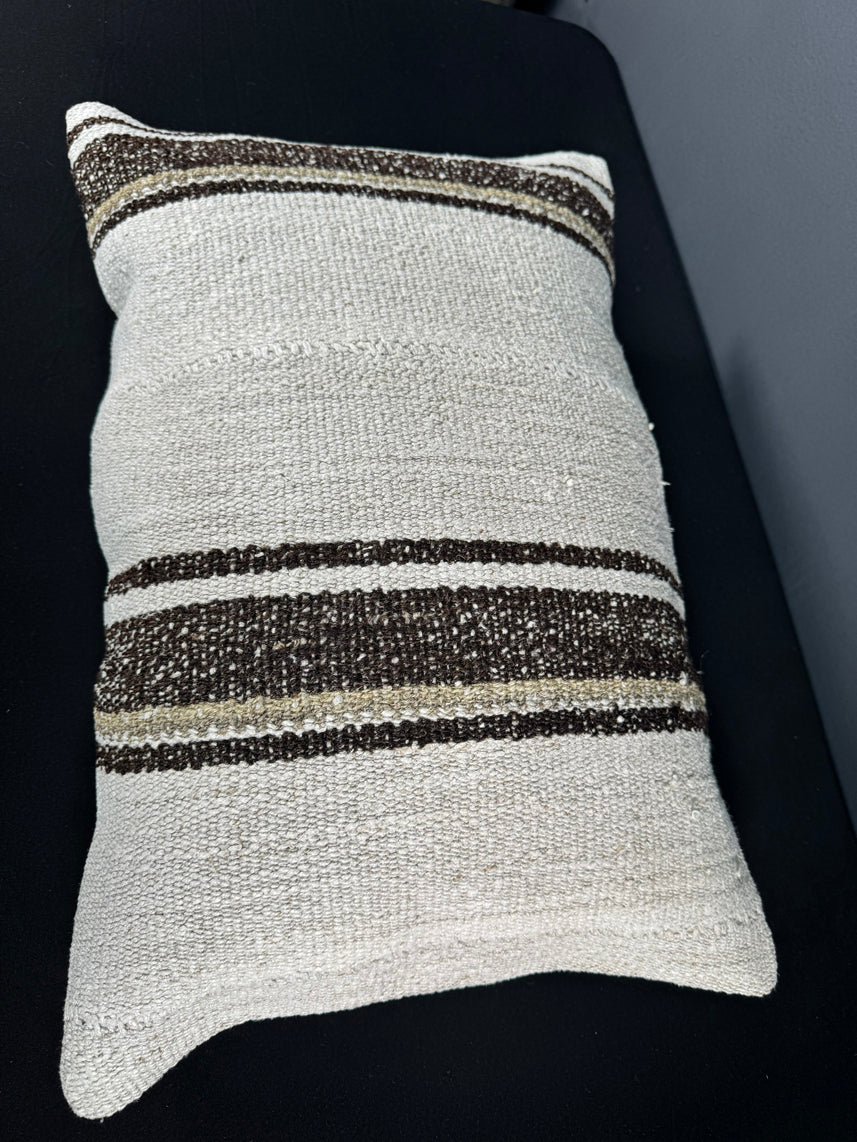 Turkish Hemp Pillow Cushion Natural Beige Brown Pillow Cushion Cover 16" x 24" #30153