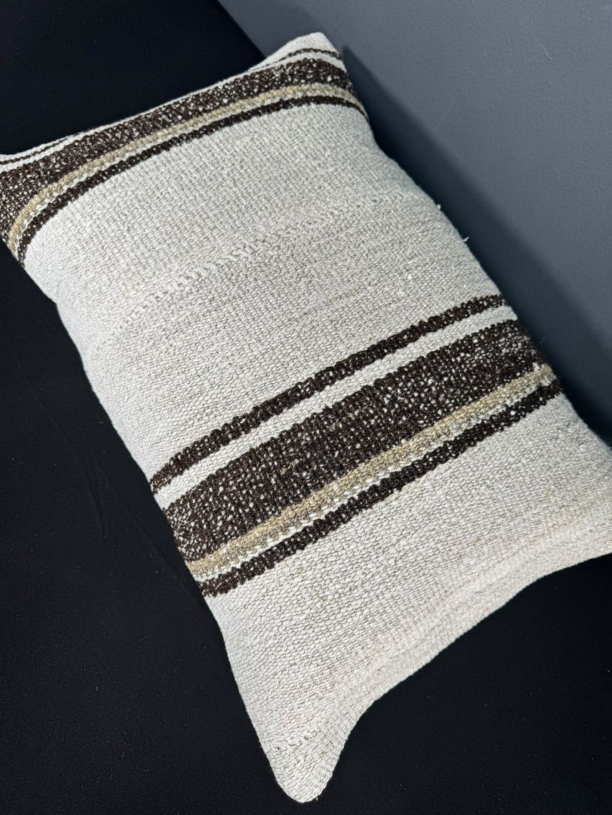 Turkish Hemp Pillow Cushion Natural Beige Brown Pillow Cushion Cover 16" x 24" #30153