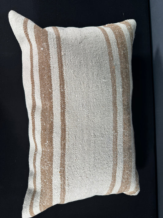 Turkish Hemp Pillow Cushion Natural Beige Brown Pillow Cushion Cover 16" x 24" #30069