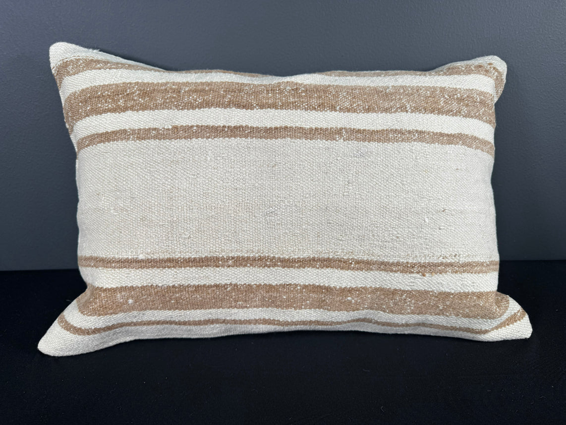 Turkish Hemp Pillow Cushion Natural Beige Brown Pillow Cushion Cover 16" x 24" #30069