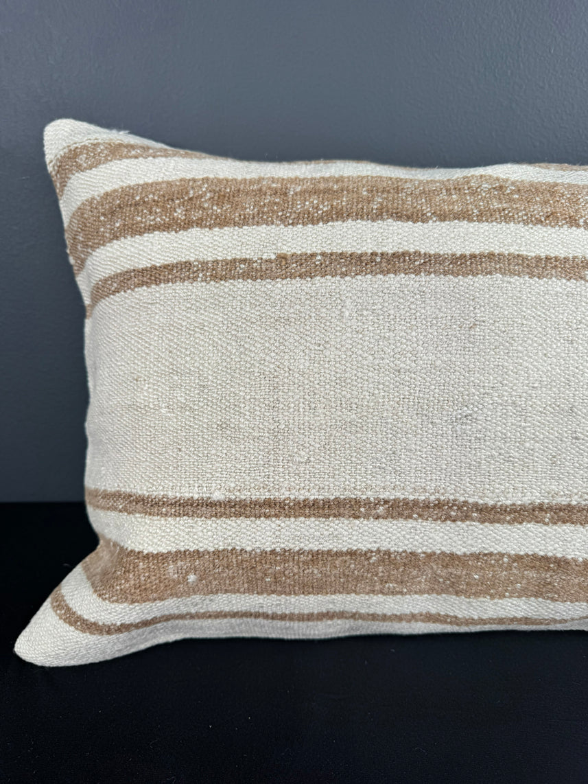 Turkish Hemp Pillow Cushion Natural Beige Brown Pillow Cushion Cover 16" x 24" #30069