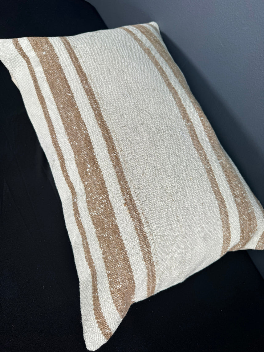 Turkish Hemp Pillow Cushion Natural Beige Brown Pillow Cushion Cover 16" x 24" #30069
