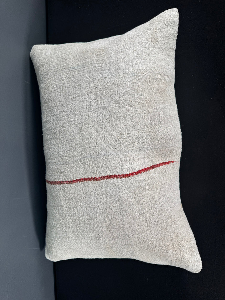 Turkish Hemp Pillow Cushion Natural Beige Red Pillow Cushion Cover 16" x 24" #30079