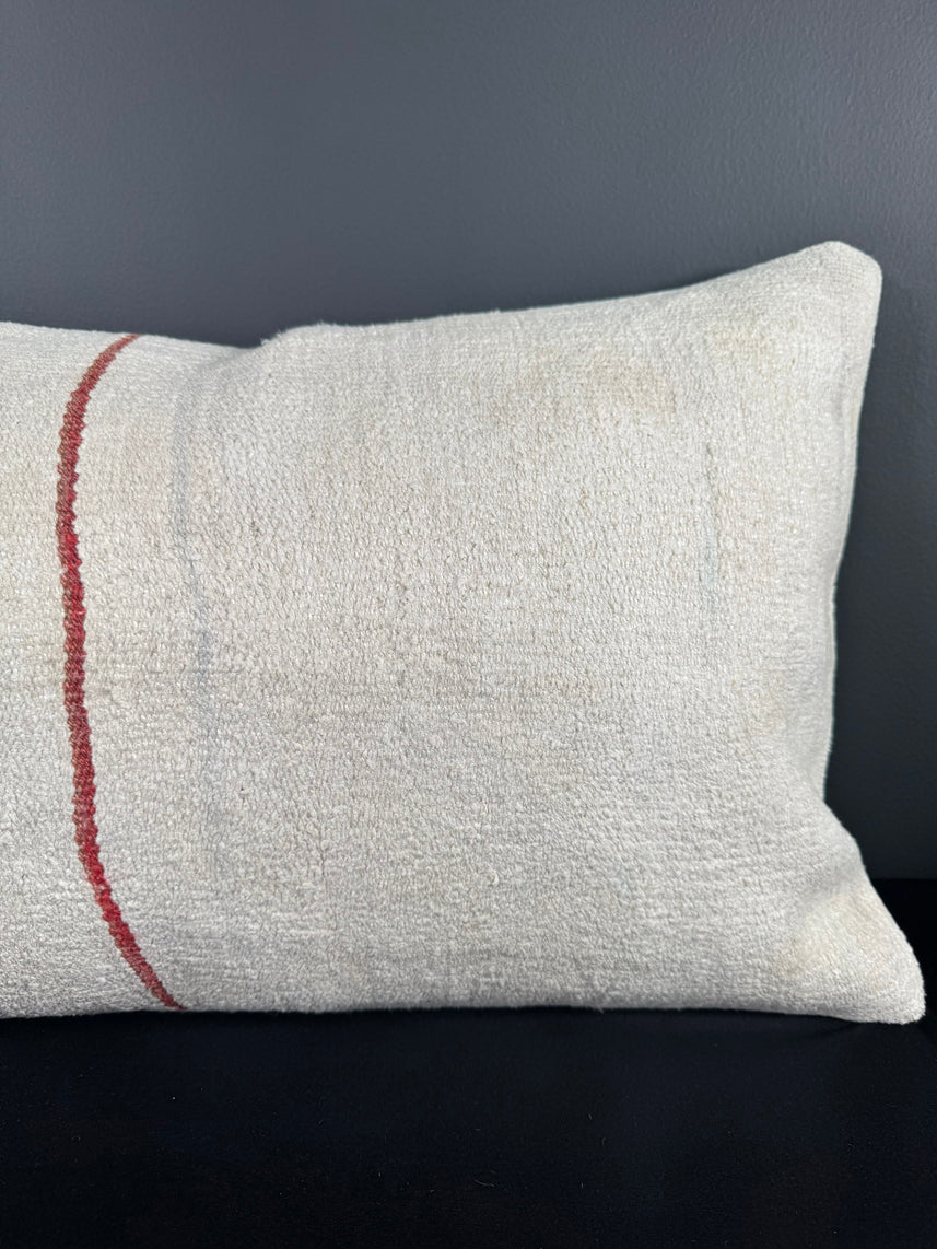 Turkish Hemp Pillow Cushion Natural Beige Red Pillow Cushion Cover 16" x 24" #30079