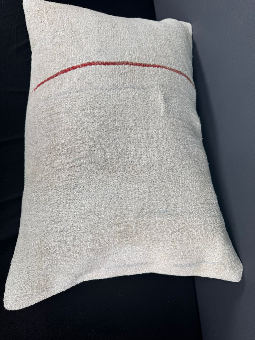 Turkish Hemp Pillow Cushion Natural Beige Red Pillow Cushion Cover 16" x 24" #30079