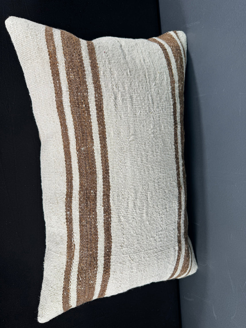 Turkish Hemp Pillow Cushion Natural Beige Brown Pillow Cushion Cover 16" x 24" #30070