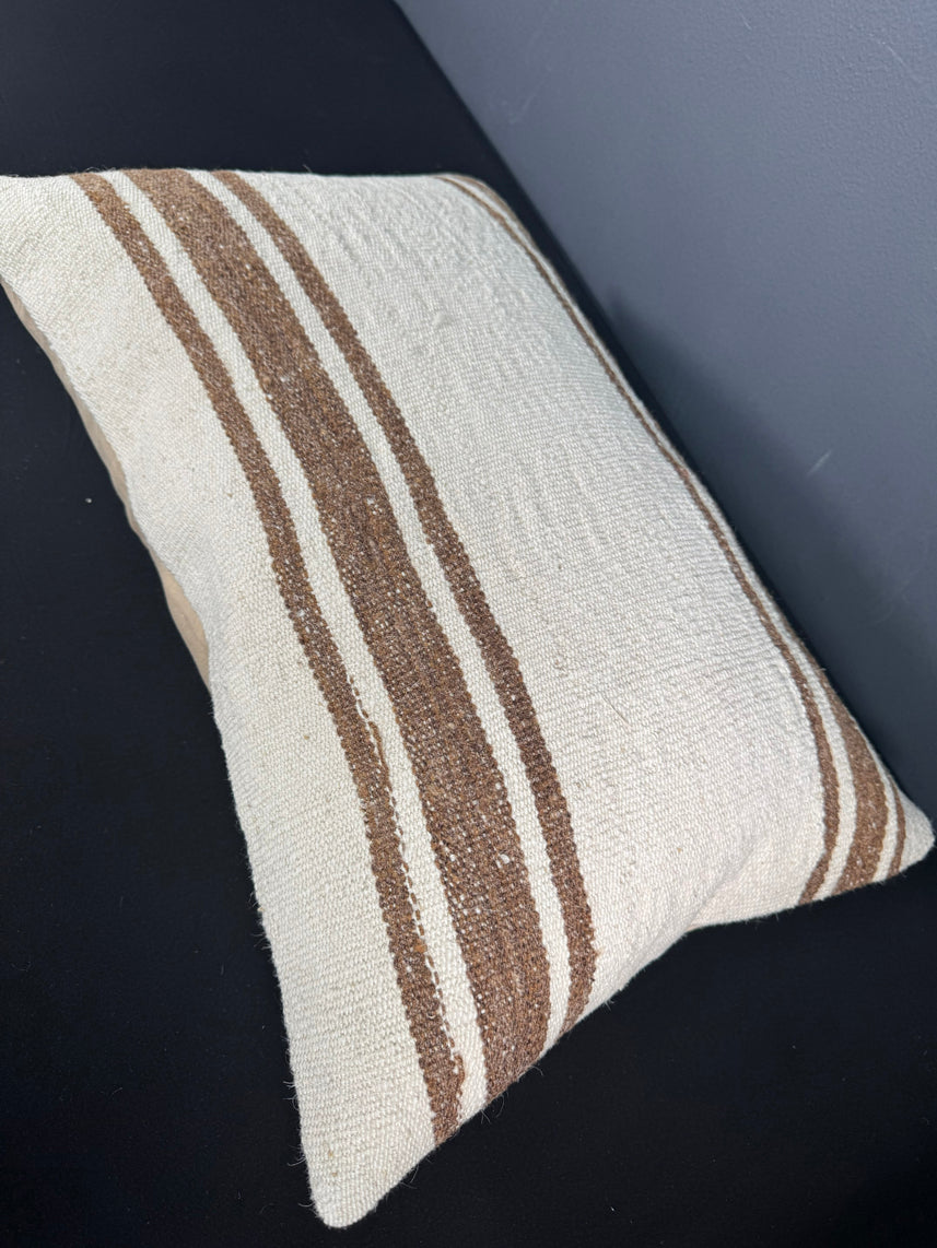 Turkish Hemp Pillow Cushion Natural Beige Brown Pillow Cushion Cover 16" x 24" #30070