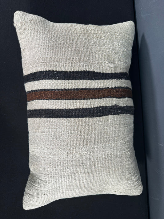 Turkish Hemp Pillow Cushion Natural Beige Black Pillow Cushion Cover 16" x 24" #30081