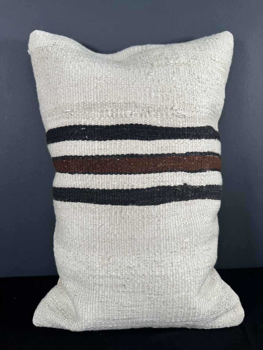 Turkish Hemp Pillow Cushion Natural Beige Black Pillow Cushion Cover 16" x 24" #30081