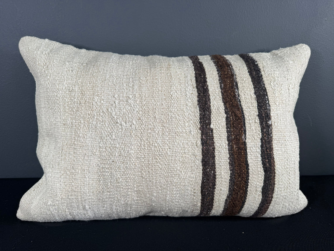 Turkish Hemp Pillow Cushion Natural Beige Brown Pillow Cushion Cover 16" x 24" #30080