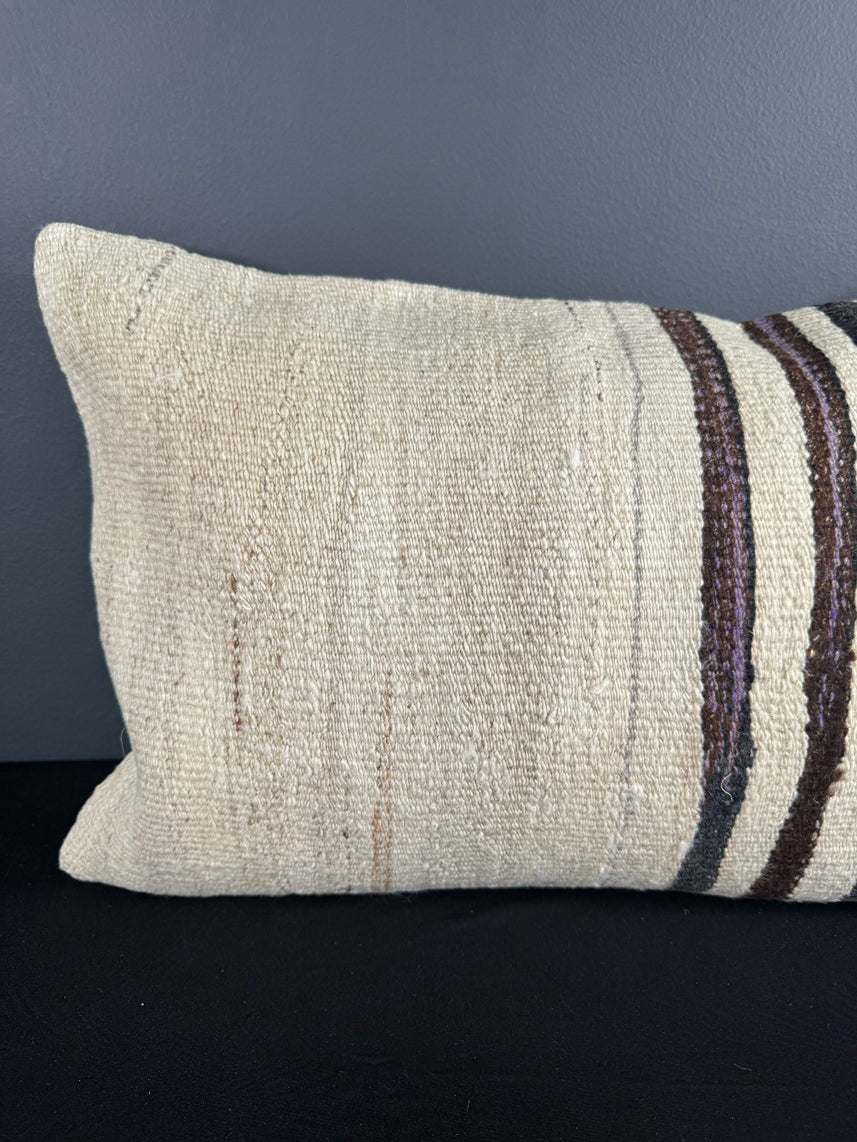 Turkish Hemp Pillow Cushion Natural Beige Brown Pillow Cushion Cover 16" x 24" #30083