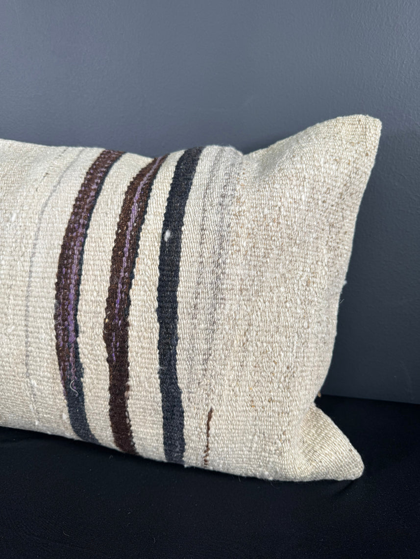 Turkish Hemp Pillow Cushion Natural Beige Brown Pillow Cushion Cover 16" x 24" #30083