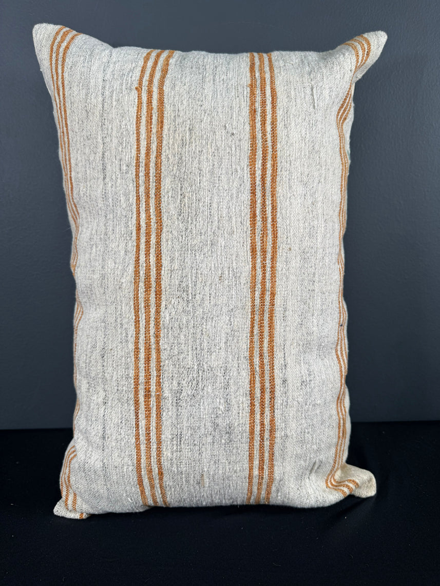 Turkish Hemp Pillow Cushion Natural Beige Rust Pillow Cushion Cover 16" x 24" #30139