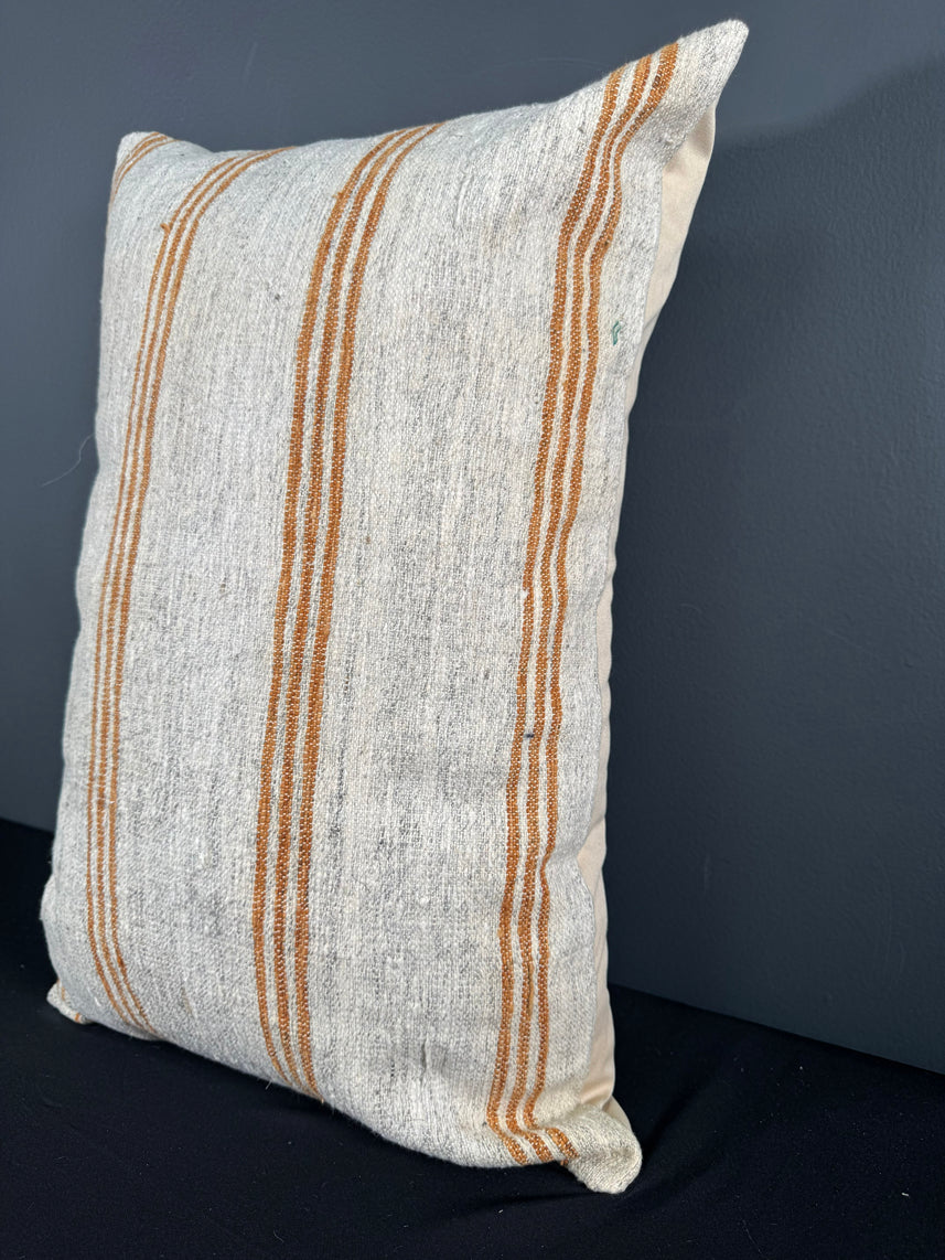 Turkish Hemp Pillow Cushion Natural Beige Rust Pillow Cushion Cover 16" x 24" #30139