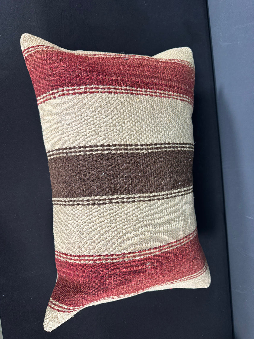 Turkish Hemp Pillow Cushion Natural Beige Red Pillow Cushion Cover 16" x 24" #30171