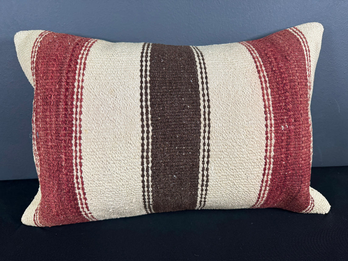 Turkish Hemp Pillow Cushion Natural Beige Red Pillow Cushion Cover 16" x 24" #30171
