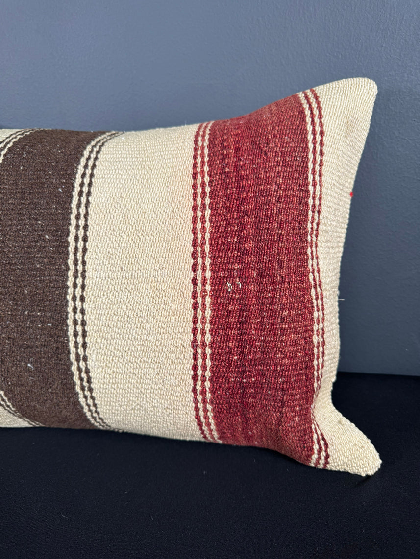 Turkish Hemp Pillow Cushion Natural Beige Red Pillow Cushion Cover 16" x 24" #30171
