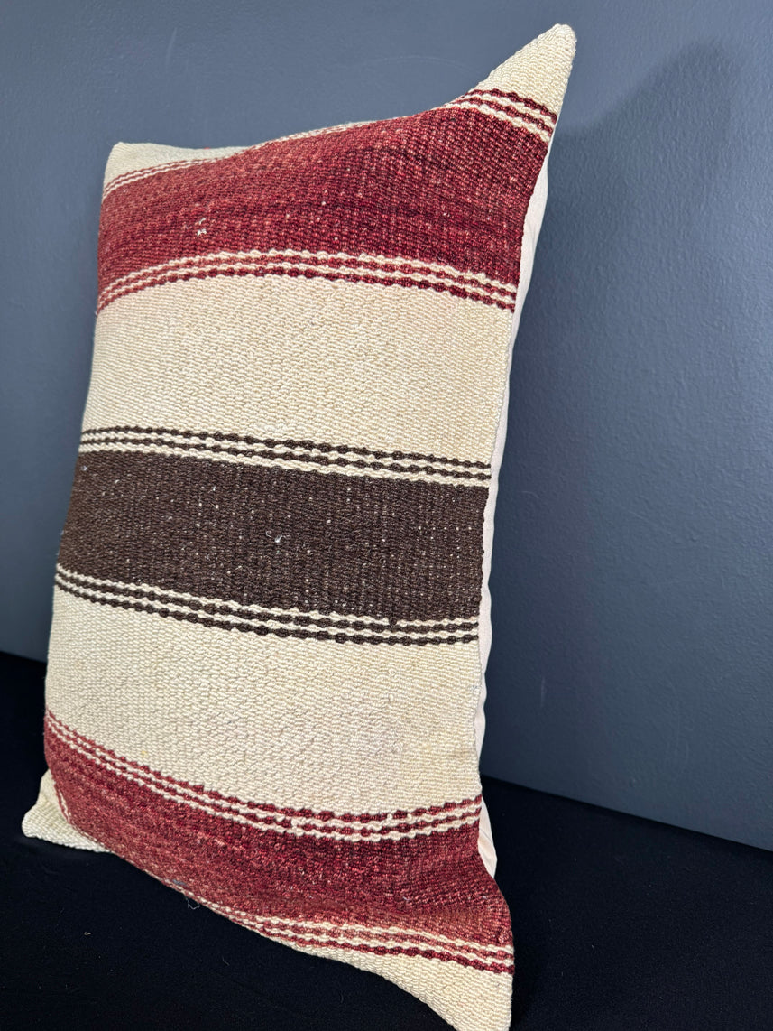 Turkish Hemp Pillow Cushion Natural Beige Red Pillow Cushion Cover 16" x 24" #30171