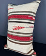Turkish Hemp Pillow Cushion Natural Beige Red Pillow Cushion Cover 16" x 24" #30084