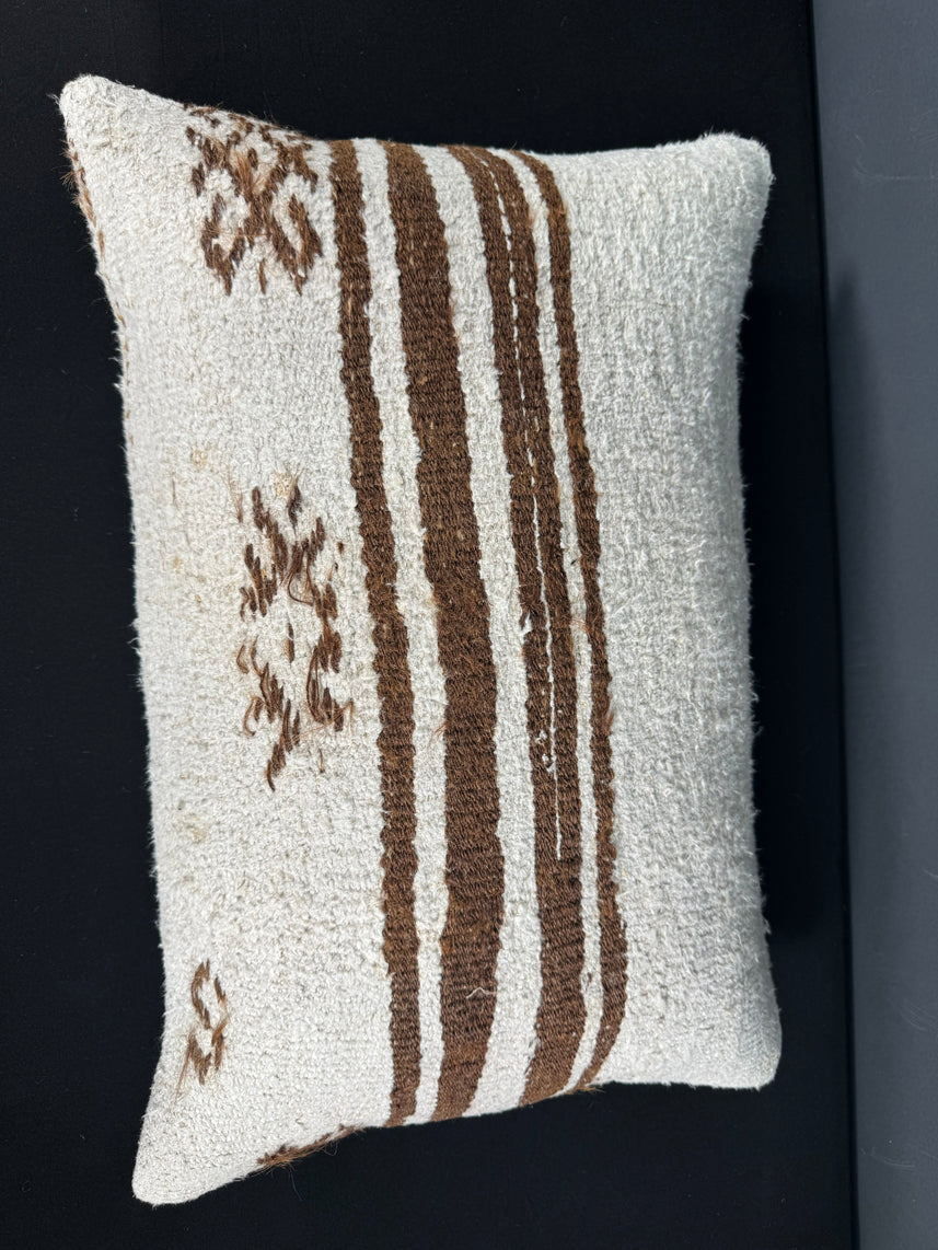 Turkish Hemp Pillow Cushion Natural Beige Brown Pillow Cushion Cover 16" x 24" #30140