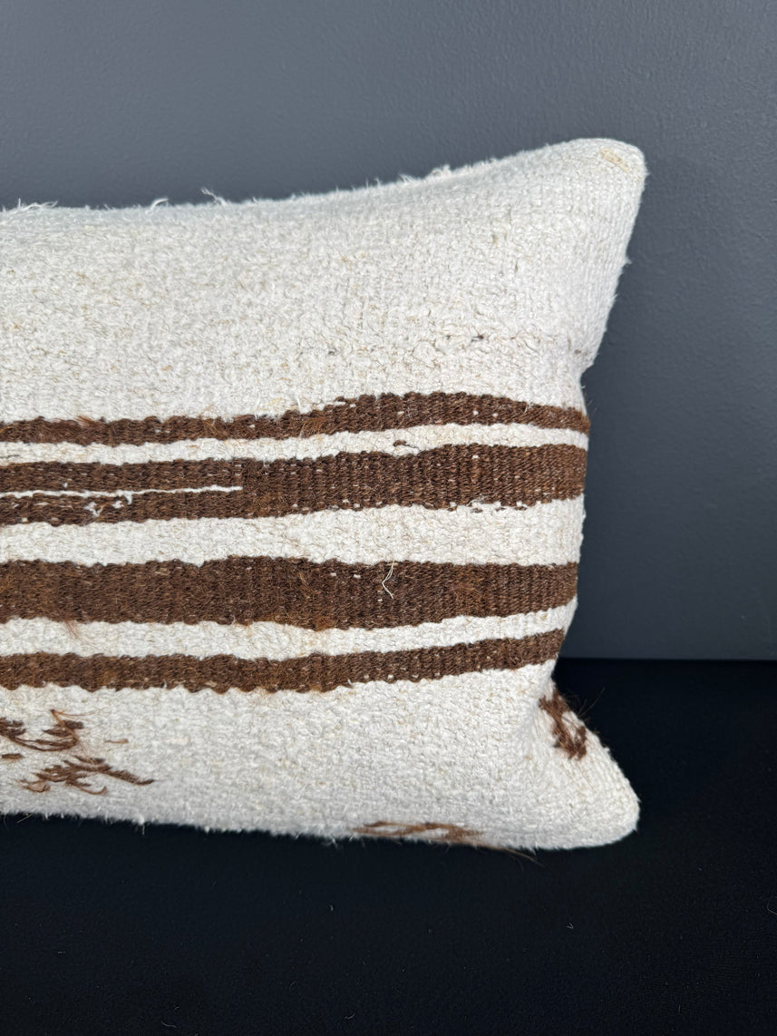 Turkish Hemp Pillow Cushion Natural Beige Brown Pillow Cushion Cover 16" x 24" #30140