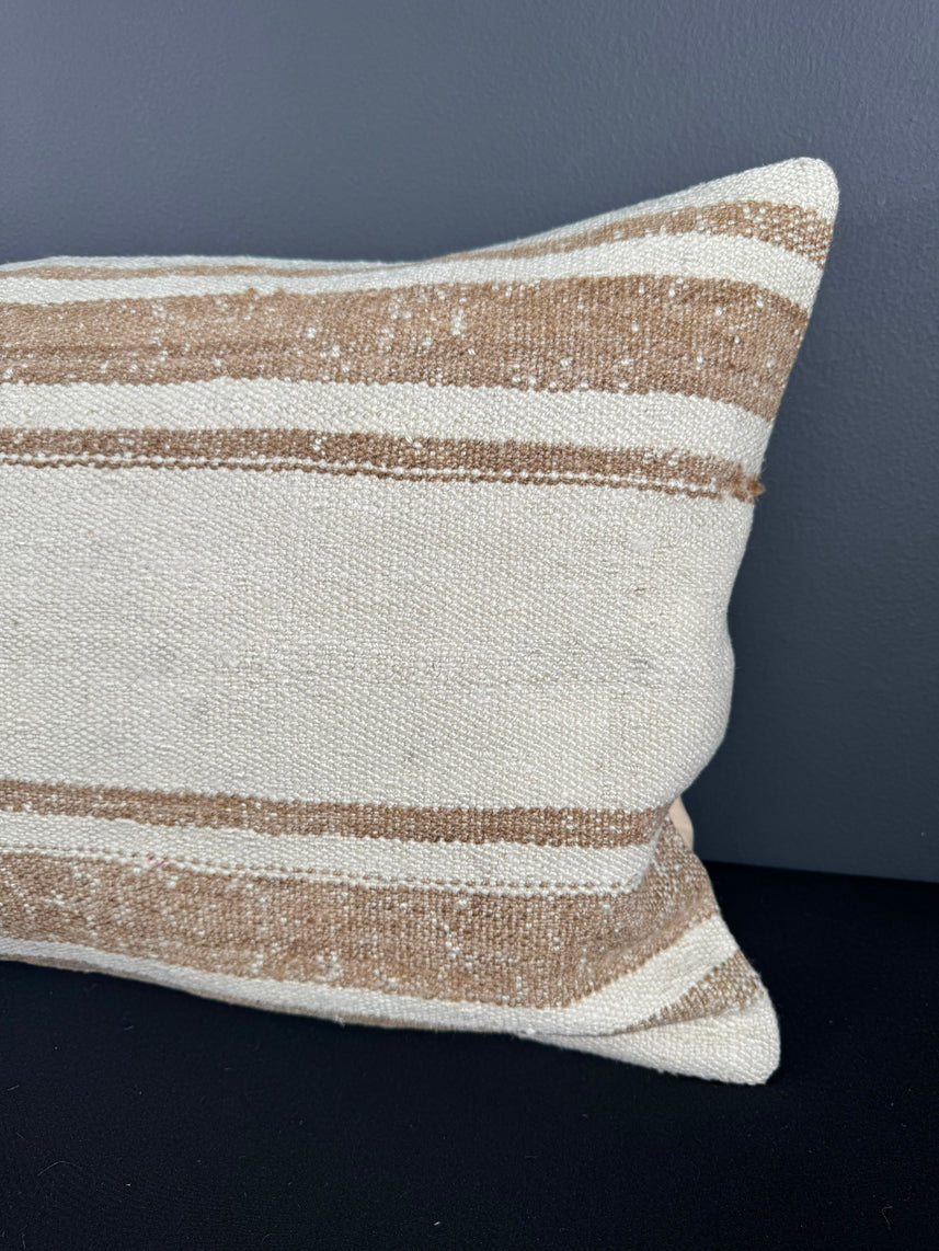 Turkish Hemp Pillow Cushion Natural Beige Brown Pillow Cushion Cover 16" x 24" #30175