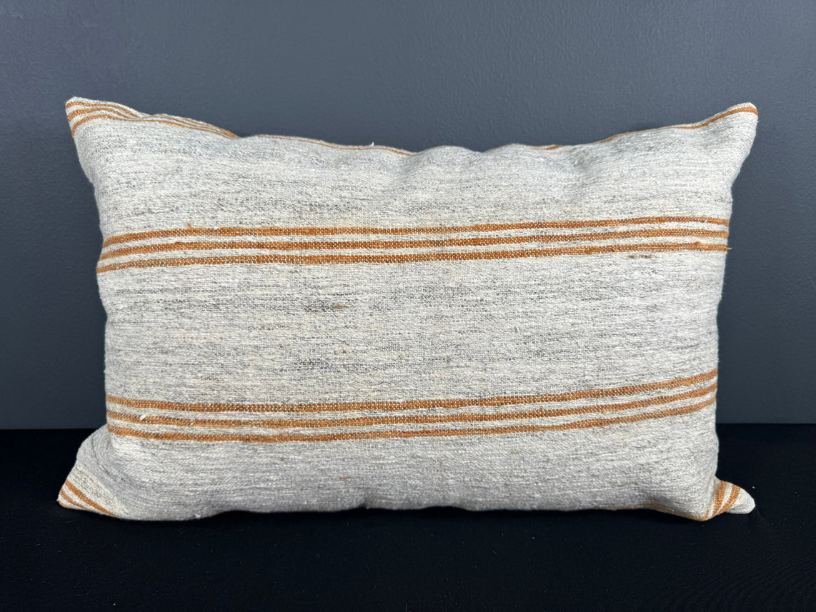 Turkish Hemp Pillow Cushion Natural Beige Rust Pillow Cushion Cover 16" x 24" #30174