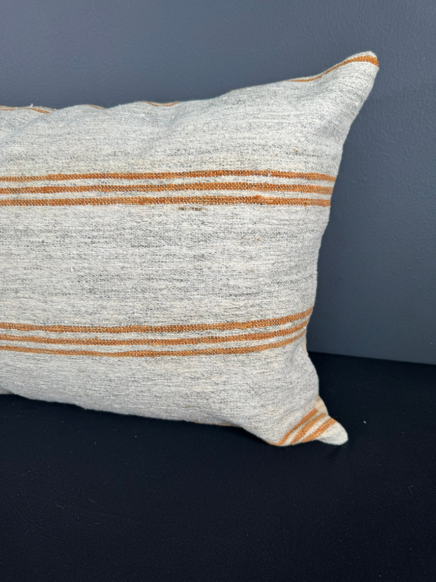 Turkish Hemp Pillow Cushion Natural Beige Rust Pillow Cushion Cover 16" x 24" #30174