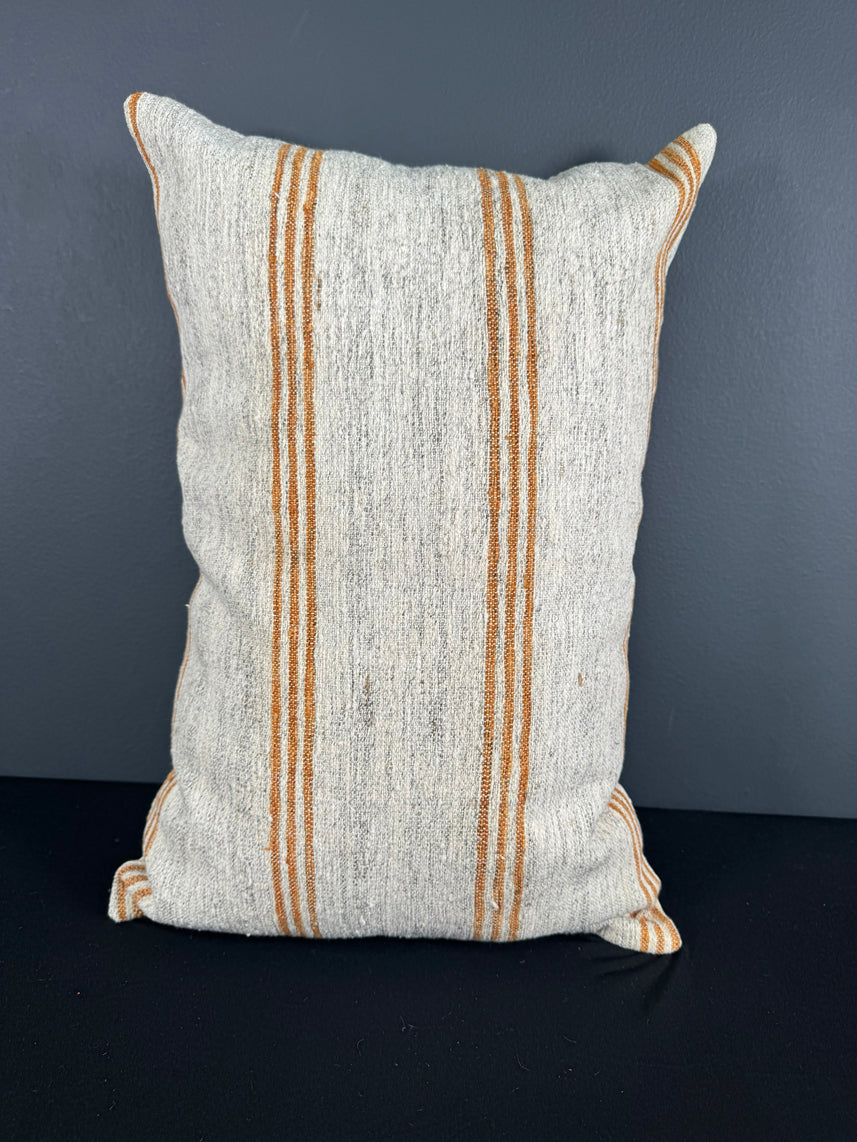 Turkish Hemp Pillow Cushion Natural Beige Rust Pillow Cushion Cover 16" x 24" #30174