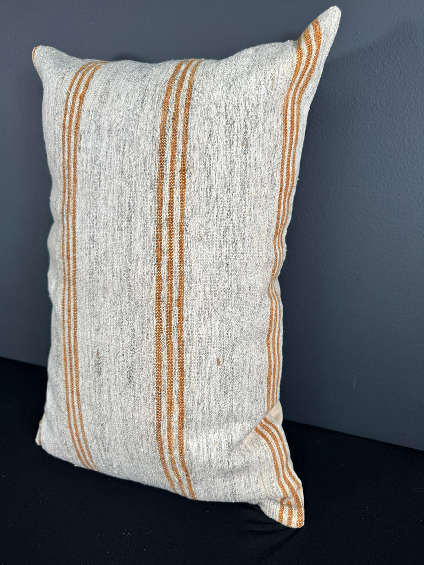 Turkish Hemp Pillow Cushion Natural Beige Rust Pillow Cushion Cover 16" x 24" #30174
