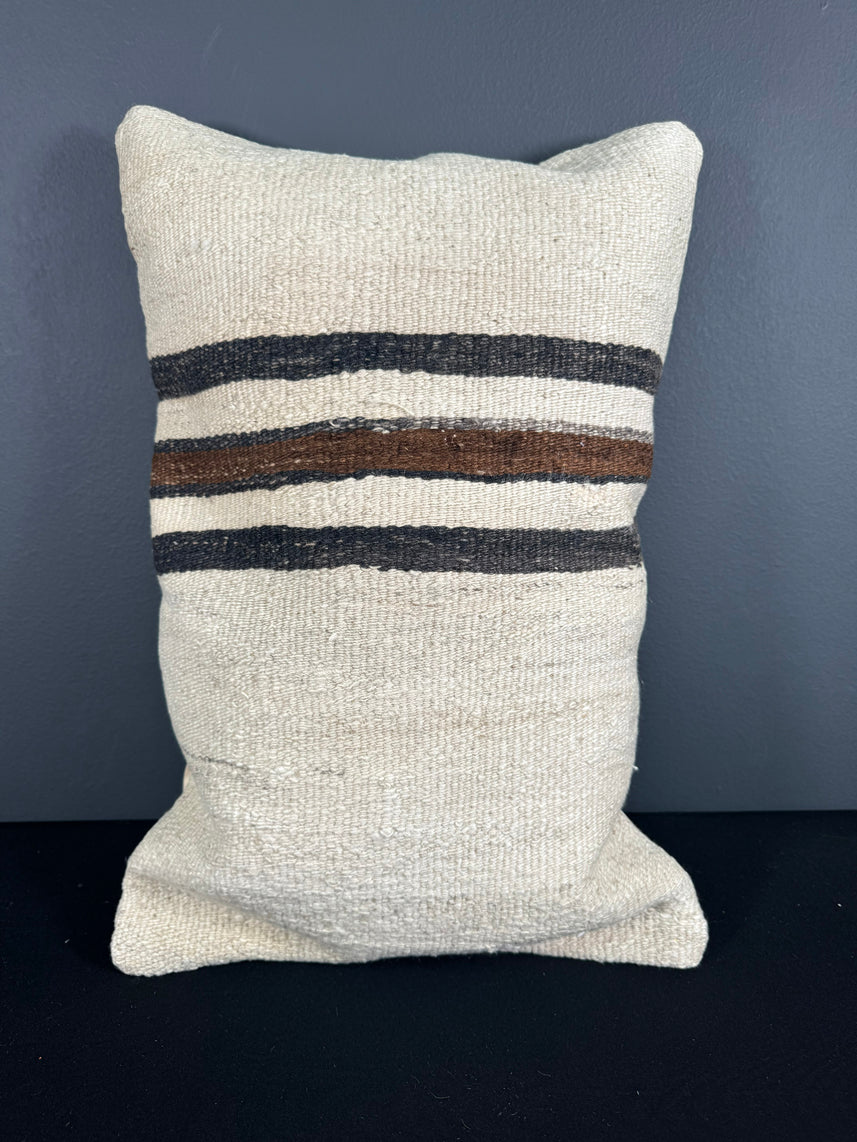 Turkish Hemp Pillow Cushion Natural Beige Black Pillow Cushion Cover 16" x 24" #30142