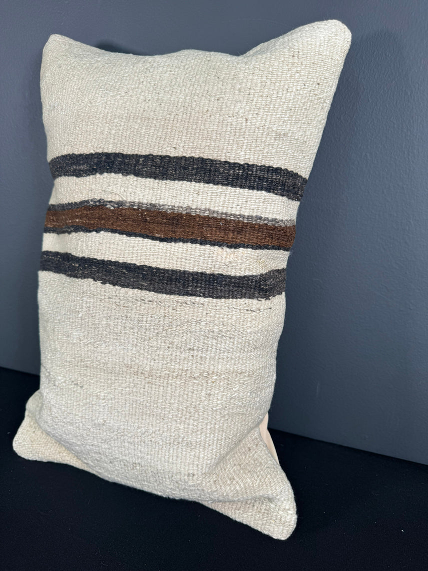 Turkish Hemp Pillow Cushion Natural Beige Black Pillow Cushion Cover 16" x 24" #30142