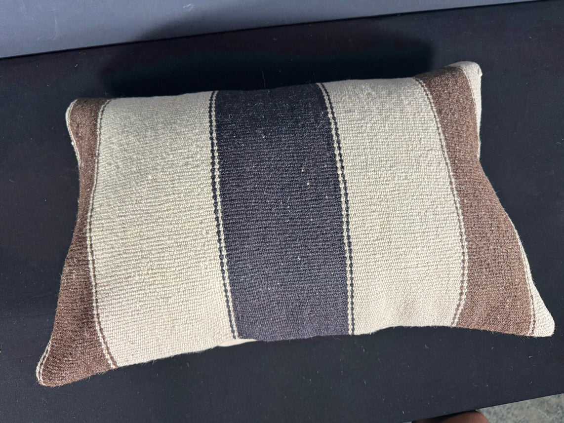 Turkish Hemp Pillow Cushion Natural Beige Black Pillow Cushion Cover 16" x 24" #30143