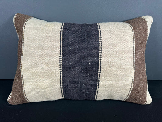 Turkish Hemp Pillow Cushion Natural Beige Black Pillow Cushion Cover 16" x 24" #30143