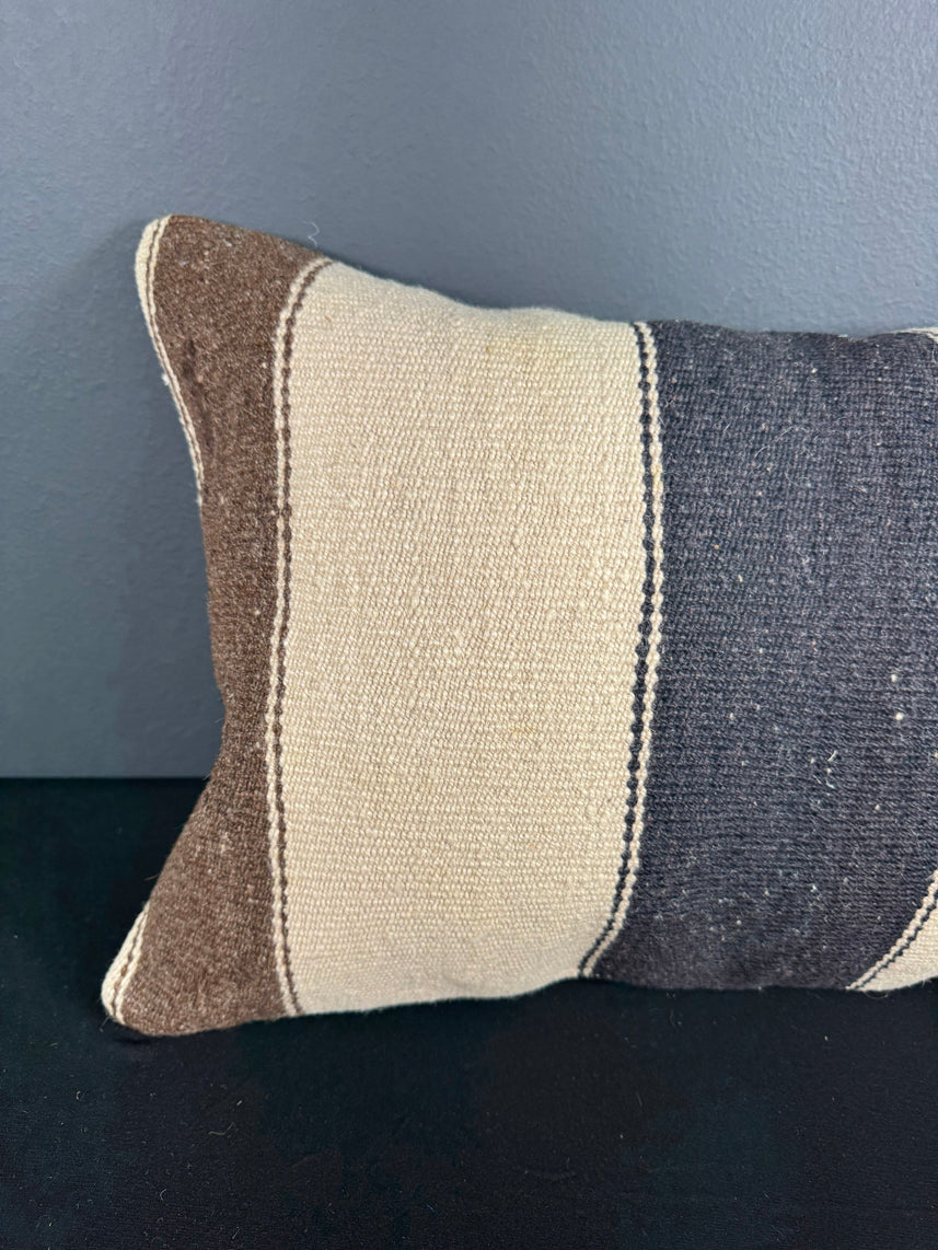 Turkish Hemp Pillow Cushion Natural Beige Black Pillow Cushion Cover 16" x 24" #30143