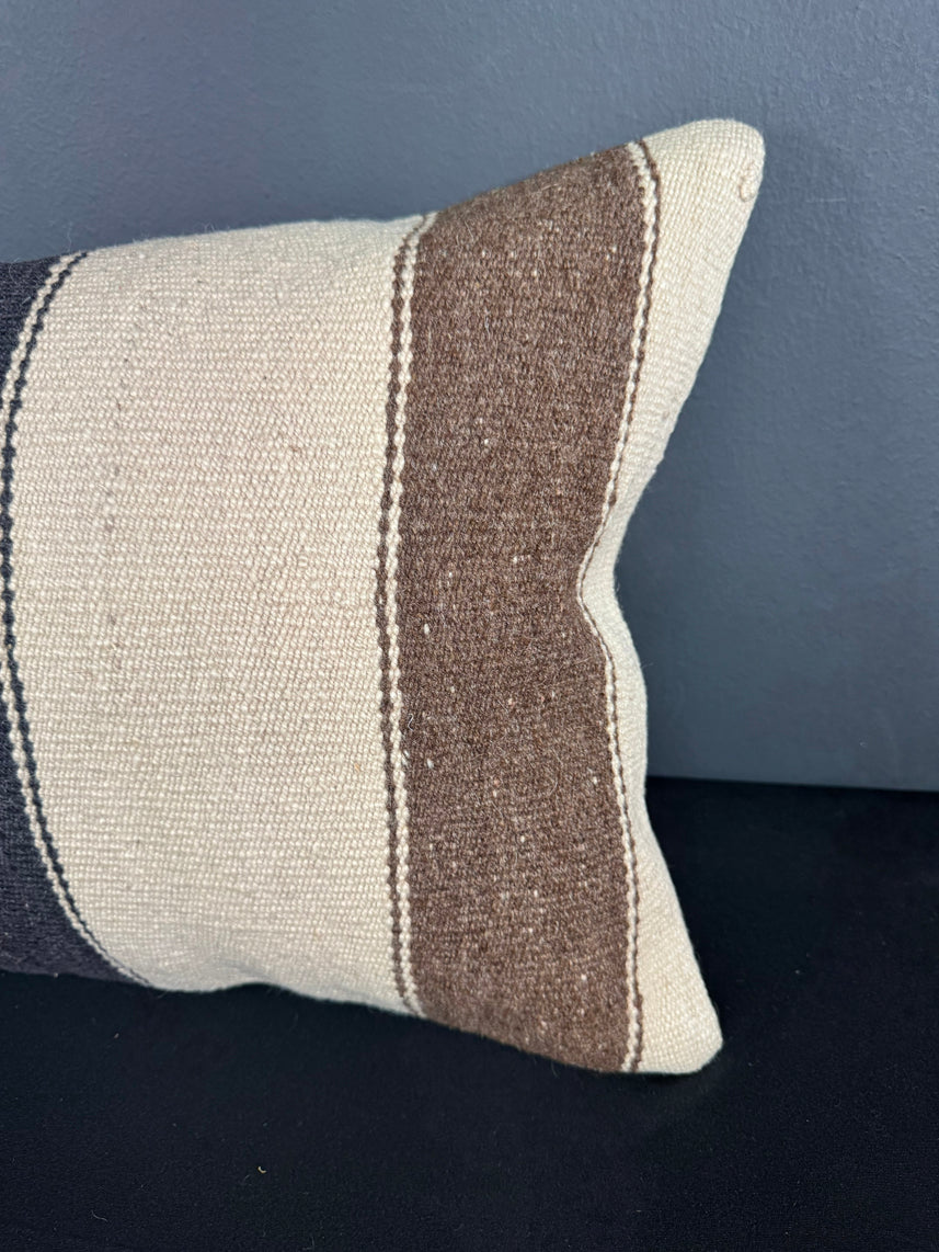 Turkish Hemp Pillow Cushion Natural Beige Black Pillow Cushion Cover 16" x 24" #30143