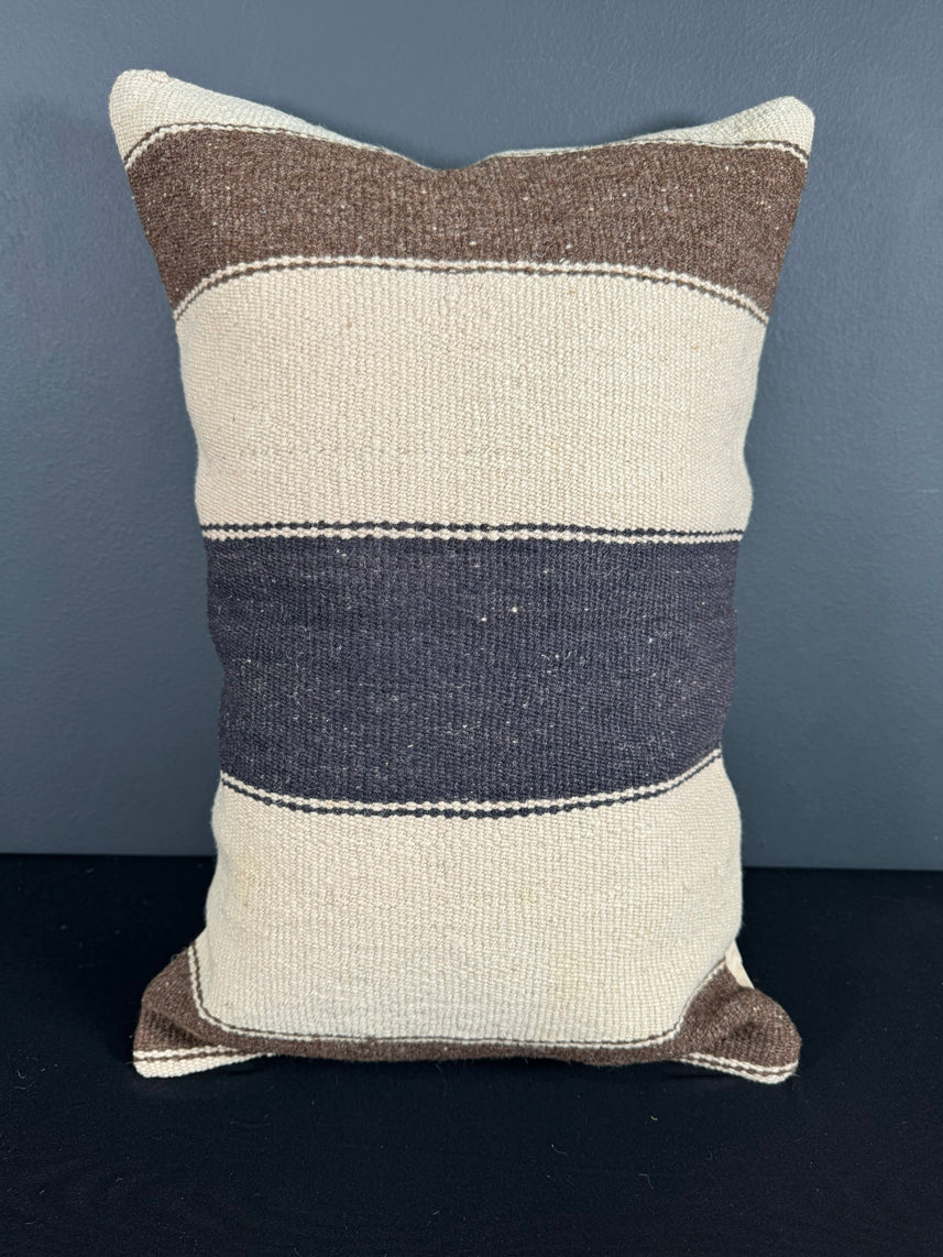 Turkish Hemp Pillow Cushion Natural Beige Black Pillow Cushion Cover 16" x 24" #30143