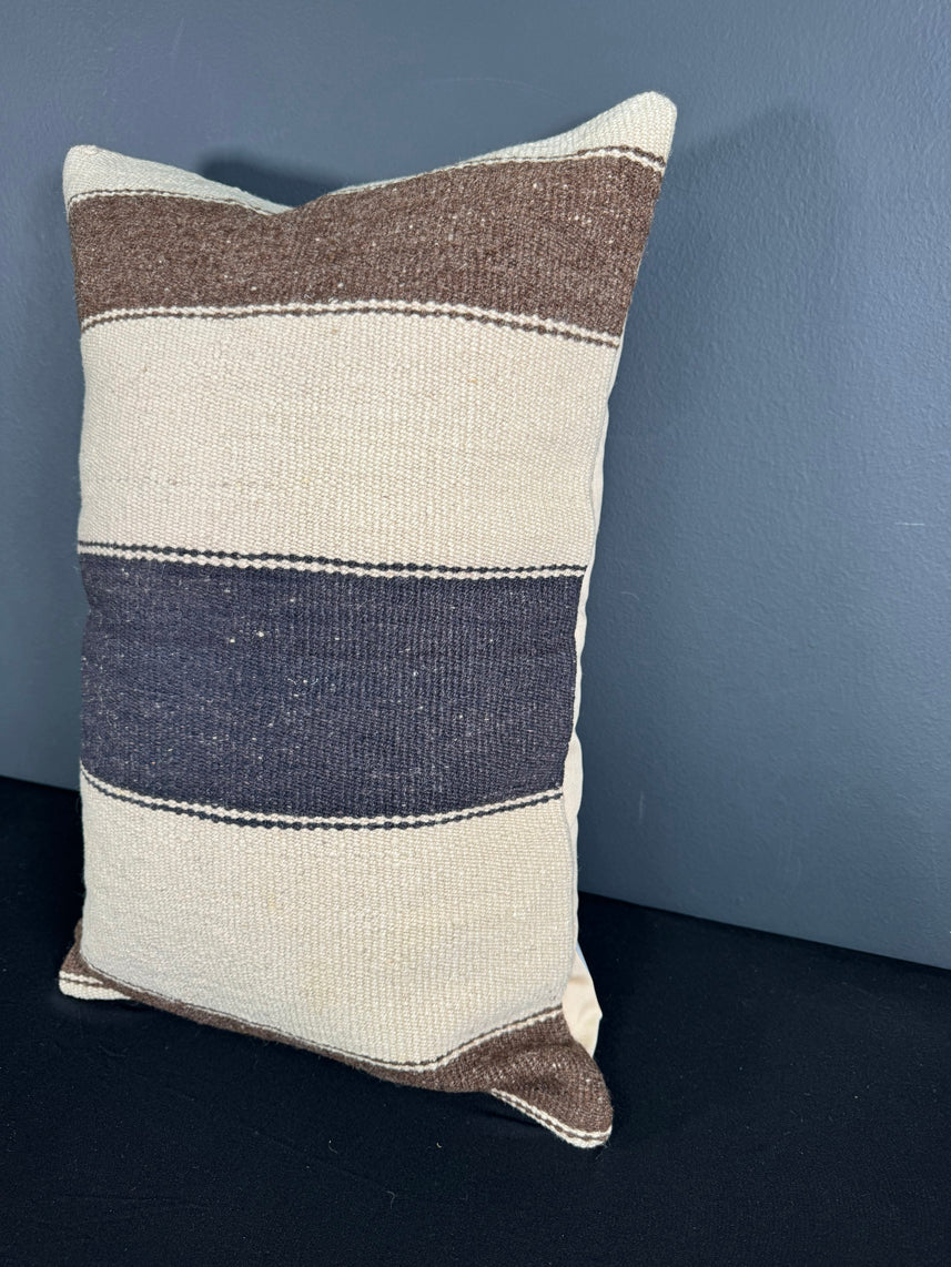 Turkish Hemp Pillow Cushion Natural Beige Black Pillow Cushion Cover 16" x 24" #30143