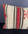 Turkish Hemp Pillow Cushion Natural Beige Red Pillow Cushion Cover 16" x 24" #30176