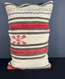 Turkish Hemp Pillow Cushion Natural Beige Red Pillow Cushion Cover 16" x 24" #30176