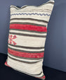 Turkish Hemp Pillow Cushion Natural Beige Red Pillow Cushion Cover 16" x 24" #30176