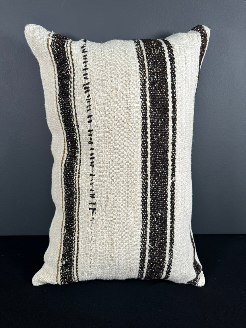 Turkish Hemp Pillow Cushion Natural Beige Dark Brown Pillow Cushion Cover 16" x 24" #30154