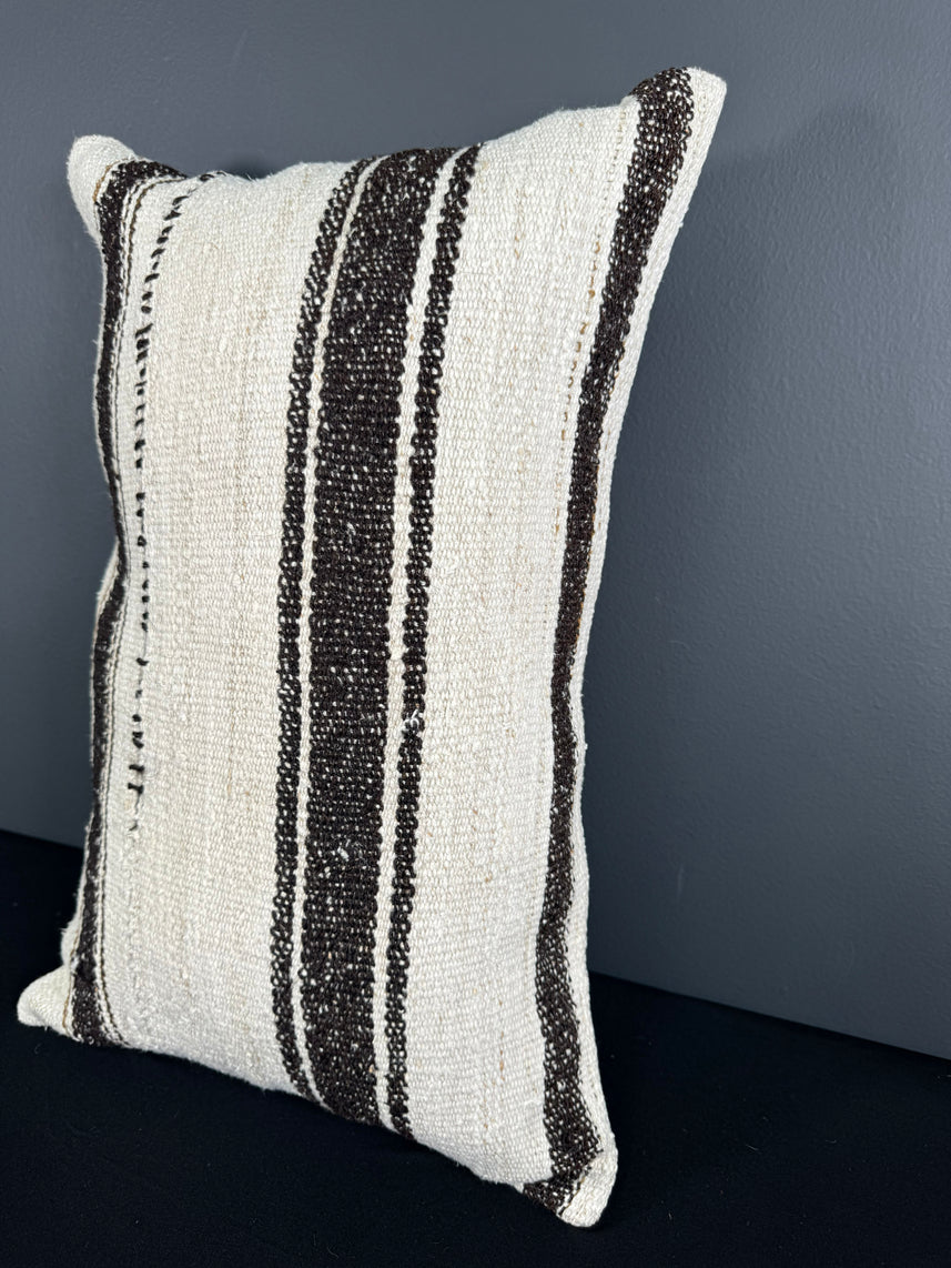 Turkish Hemp Pillow Cushion Natural Beige Dark Brown Pillow Cushion Cover 16" x 24" #30154