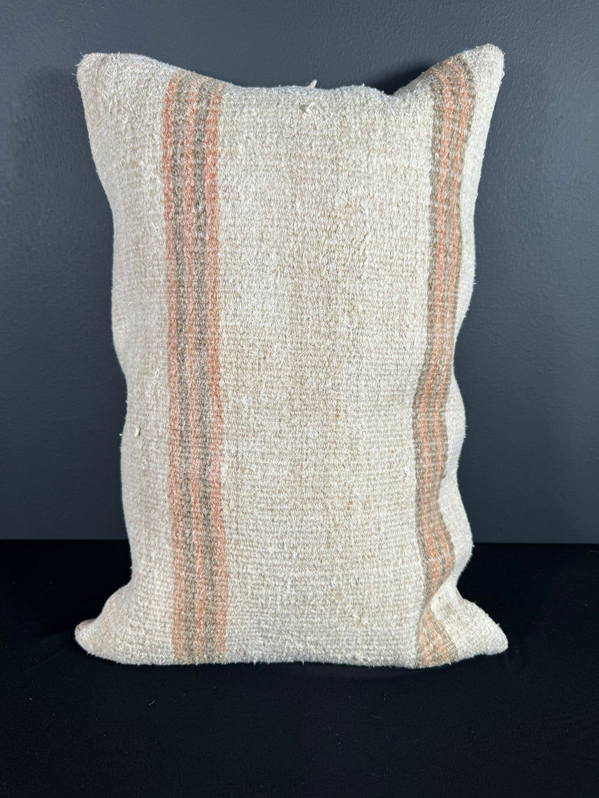 Turkish Hemp Pillow Cushion Natural Beige Rust Pillow Cushion Cover 16" x 24" #30155