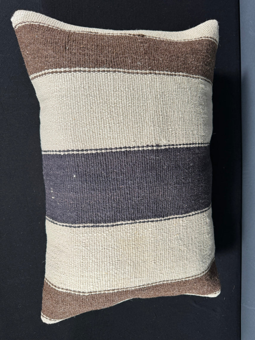 Turkish Hemp Pillow Cushion Natural Beige Black Pillow Cushion Cover 16" x 24" #30147