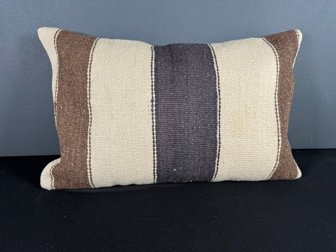 Turkish Hemp Pillow Cushion Natural Beige Black Pillow Cushion Cover 16" x 24" #30147