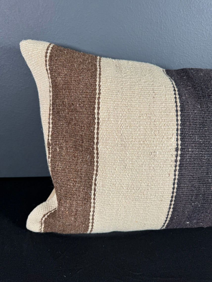 Turkish Hemp Pillow Cushion Natural Beige Black Pillow Cushion Cover 16" x 24" #30147