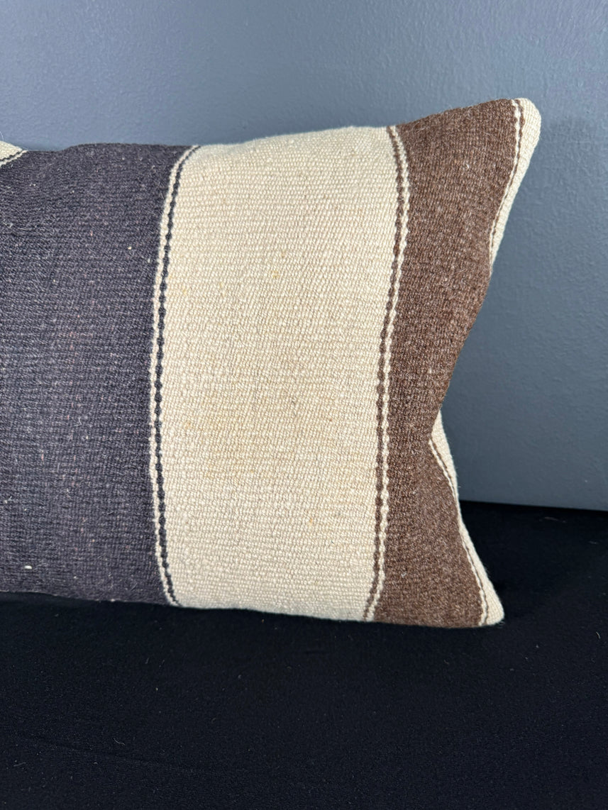 Turkish Hemp Pillow Cushion Natural Beige Black Pillow Cushion Cover 16" x 24" #30147
