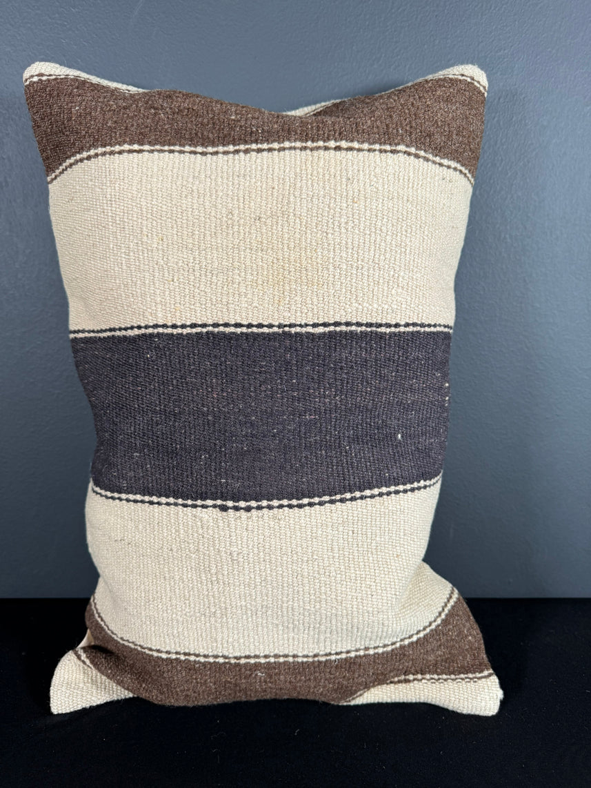 Turkish Hemp Pillow Cushion Natural Beige Black Pillow Cushion Cover 16" x 24" #30147