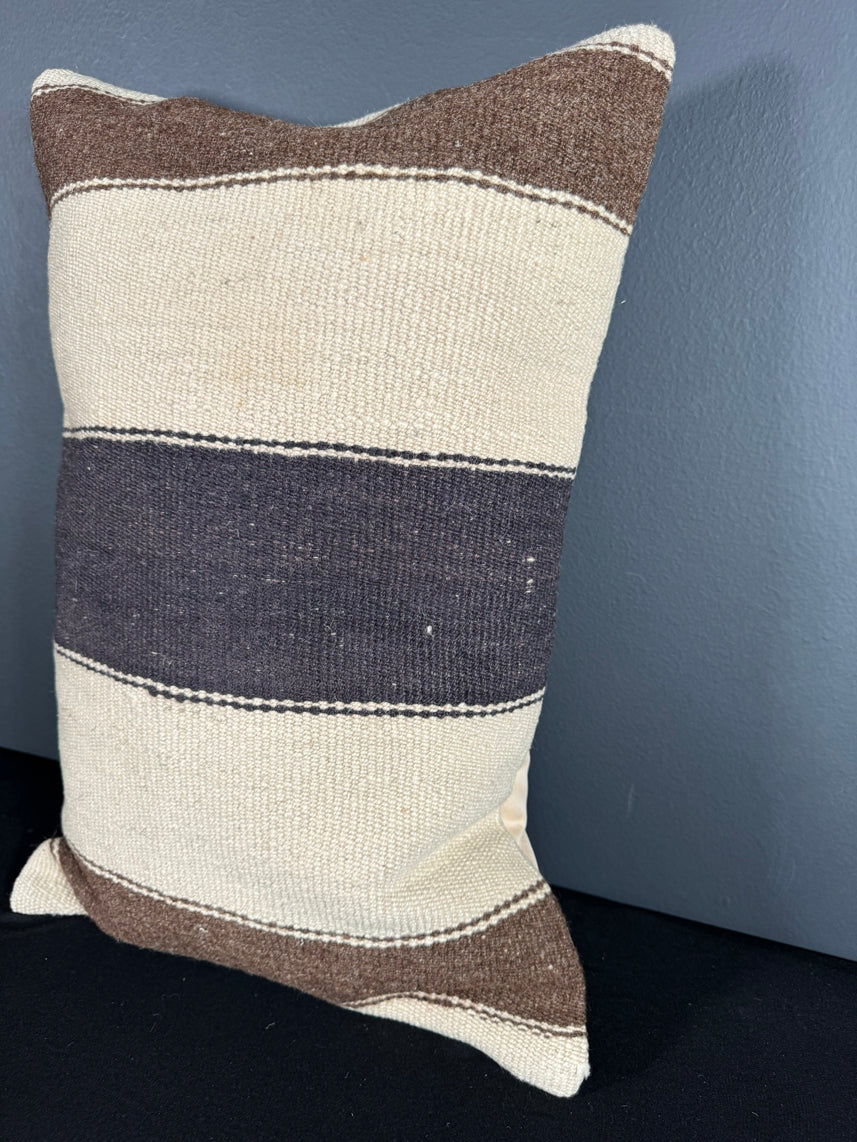Turkish Hemp Pillow Cushion Natural Beige Black Pillow Cushion Cover 16" x 24" #30147